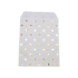 Pochettes cadeaux kraft blanc étoiles or dorure à chaud 16 x 23,5 cm 50 g/m² - Paquet de 100