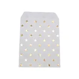 Pochettes cadeaux kraft blanc étoiles or dorure à chaud 16 x 23,5 cm 50 g/m² - Paquet de 100