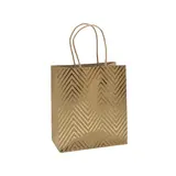Sac cadeau kraft à chevrons dorés poignées torsadées 15x8x17 cm – Paquet de 20