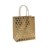 Sac cadeau kraft à étoiles dorées poignées torsadées 15x8x17 cm – Paquet de 20