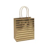 Sac cadeau kraft à rayures dorées poignées torsadées 15x8x17 cm – Paquet de 20