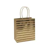 Sac cadeau kraft à rayures dorées poignées torsadées 15x8x17 cm – Paquet de 20