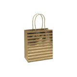 Sac cadeau kraft à rayures dorées poignées torsadées 15x8x17 cm – Paquet de 20