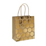 Sac cadeau kraft à pois dorés poignées torsadées 18x10x21 cm – Paquet de 20