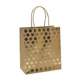 Sac cadeau kraft à étoiles dorées poignées torsadées 18x10x21 cm – Paquet de 20