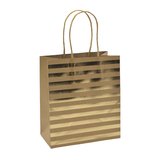 Sac cadeau kraft à rayures dorées poignées torsadées 18x10x21 cm – Paquet de 20