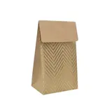 Pochette cadeau papier kraft à rabat motif chevrons dorés 8x4,5x11 cm – Sachet cadeau - Paquet de 20