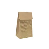 Pochette cadeau papier kraft à rabat motif chevrons dorés 8x4,5x11 cm – Sachet cadeau - Paquet de 20