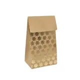 Pochette cadeau papier kraft à rabat motif étoiles dorées 8x4,5x11 cm – Sachet cadeau - Paquet de 20