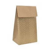 Pochette cadeau papier kraft à rabat motif chevrons dorés 9,5x6,5x16,2 cm – Sachet cadeau - Paquet de 20
