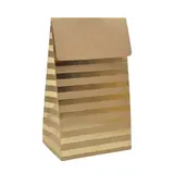 Pochette cadeau papier kraft à rabat motif rayures dorées 9,5x6,5x16,2 cm – Sachet cadeau - Paquet de 20