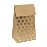 Pochette cadeau papier kraft à rabat motif étoiles dorées 9,5x6,5x16,2 cm – Sachet cadeau - Paquet de 20