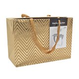 Boîte cadeau carton à poignées et chevrons or 23x11x16 cm - Valisette carton – Lot de 10
