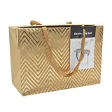 Boîte cadeau carton à poignées et chevrons or 23x11x16 cm - Valisette carton – Lot de 10