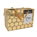 Boîte cadeau carton à poignées et pois or 23x11x16 cm - Valisette carton – Lot de 10