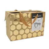Boîte cadeau carton à poignées et pois or 23x11x16 cm - Valisette carton – Lot de 10