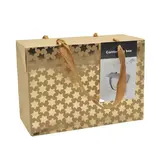 Boîte cadeau carton à poignées et étoiles or 23x11x16 cm - Valisette carton – Lot de 10