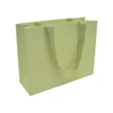Sacs pelliculés unis vert pastel à poignées ruban – 32 x 11 x 25 cm – Paquet de 10
