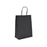 Sacs kraft noir poignées torsadées assorties 26+12x33 cm – Paquet de 100