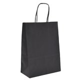 Sac kraft noir poignées torsadées assorties 35+14x42,5 cm – Paquet de 50
