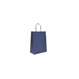Sacs kraft bleu marine poignées torsadées 12+6x15 cm – Paquet de 100