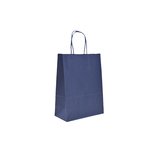 Sacs kraft bleu marine poignées torsadées 16+8x22 cm – Paquet de 100