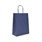 Sacs kraft bleu marine poignées torsadées 26+12x33 cm – Paquet de 100