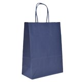 Sacs kraft bleu marine poignées torsadées 35+14x42,5 cm – Paquet de 50