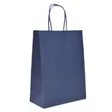 Sacs kraft bleu marine poignées torsadées 35+14x42,5 cm – Paquet de 50