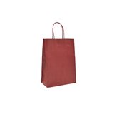 Sacs kraft rouge foncé poignées torsadées 26+12x33 cm – Paquet de 100