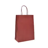 Sacs kraft rouge foncé poignées torsadées assorties 26+12x33 cm – Paquet de 100