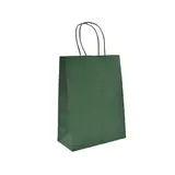 Sacs kraft vert foncé poignées torsadées 26+12x33 cm – Paquet de 100