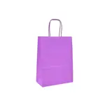 Sac kraft rose-violet poignées torsadées assorties 16+8x22 cm – Paquet de 100