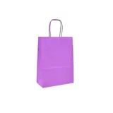 Sac kraft rose-violet poignées torsadées assorties 16+8x22 cm – Paquet de 100