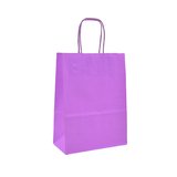 Sac kraft rose-violet poignées torsadées assorties 26+12x33 cm – Paquet de 100