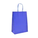 Sacs kraft bleu roi poignées torsadées assorties 26+12x33 cm – Paquet de 100