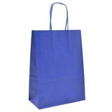 Sacs kraft bleu roi poignées torsadées assorties 35+14x42,5 cm – Paquet de 50