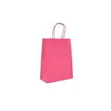 Sacs kraft rose foncé poignées torsadées 16+8x22 cm – Paquet de 100
