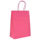 Sacs kraft rose foncé poignées torsadées 35+14x42,5 cm – Paquet de 50