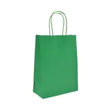 Sacs kraft vert poignées torsadées 26+12x33 cm – Paquet de 100