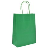 Sacs kraft vert poignées torsadées 35+14x42,5 cm – Paquet de 50