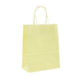 Sacs kraft jaune pastel poignées torsadées 26+12x33 cm 117g/m² – Paquet de 100