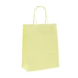 Sacs kraft jaune pastel poignées torsadées 26+12x33 cm 117g/m² – Paquet de 100