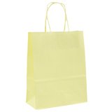 Sacs kraft jaune pastel poignées torsadées 35+14x42,5 cm 117g/m² – Paquet de 50