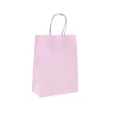 Sacs kraft rose pastel poignées torsadées 26+12x33 cm 117g/m² – Paquet de 100