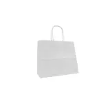 Sac kraft blanc poignées torsadées 24 x 10 x 21 cm 100g/m² – Sac papier blanc - Carton de 100