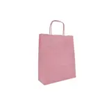 Sac kraft rose poudré poignées torsadées 24 x 12 x 31 cm 100g/m² – Sac papier rose - Carton de 100