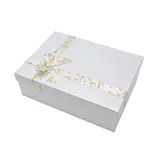 Boîte cloche blanc texturé nœud or – 26 x 19 x 8 cm – Paquet de 4