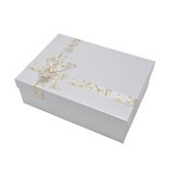 Boîte cloche blanche texturée nœud or 29 x 21 x 9,5 cm – Paquet de 4