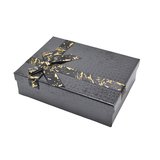Boîtes cadeaux noires texturées 23x17x6,5cm – ruban or – Paquet de 4